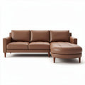 Canapé en cuir marron avec méridienne dimensions 210 x 90 x 80cm