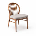 Chaise en bois courbé avec assise rembourrée en tissu beige 45 x 45 x 85cm