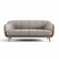 Canapé en tissu beige avec pieds en bois 210 x 90 x 85cm pour salon