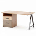 Bureau en bois naturel avec rangement intégré dimensions 150 x 75 x 75cm