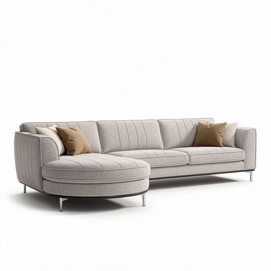 Canapé modulable en tissu gris avec coussins en beige 200 x 90 x 85cm