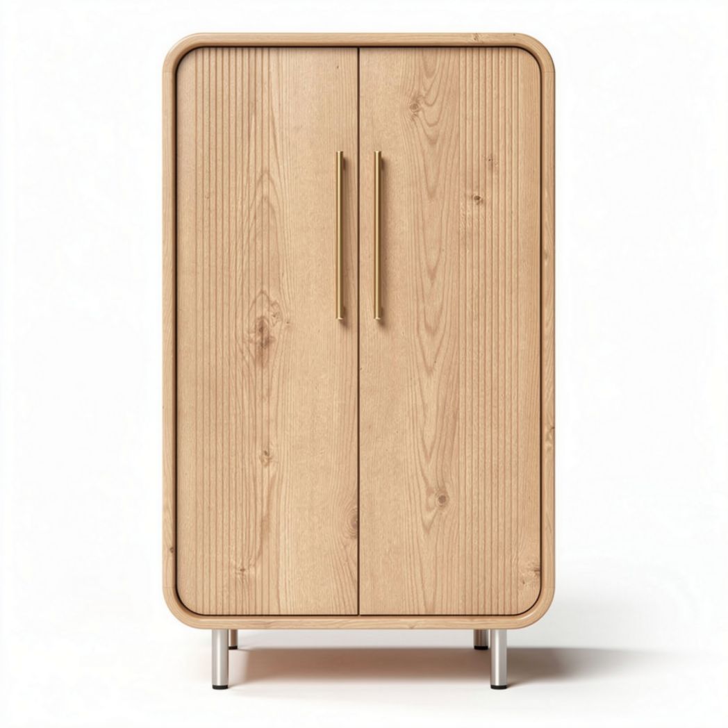 armoire en bois clair avec finitions dorées dimensions 80 x 40 x 120cm