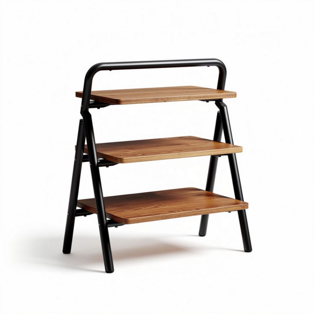 Étagère en bois de chêne avec structure en métal noir 80 x 60 x 90cm