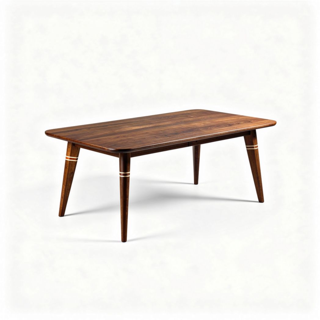 Table rectangulaire en bois noir 150 x 90 x 75cm avec pieds en bois massif