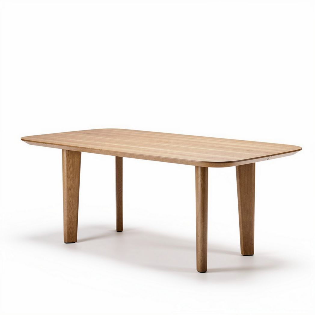Table en bois clair de 150 x 80 x 75 cm pour salle à manger ou bureau